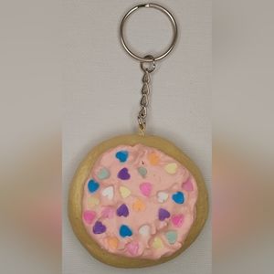 Pink Frosted Cookie Keychain